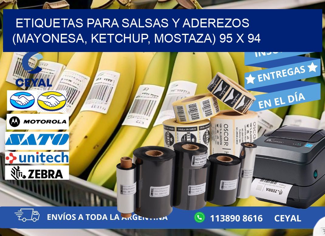 ETIQUETAS PARA SALSAS Y ADEREZOS (MAYONESA, KETCHUP, MOSTAZA) 95 x 94