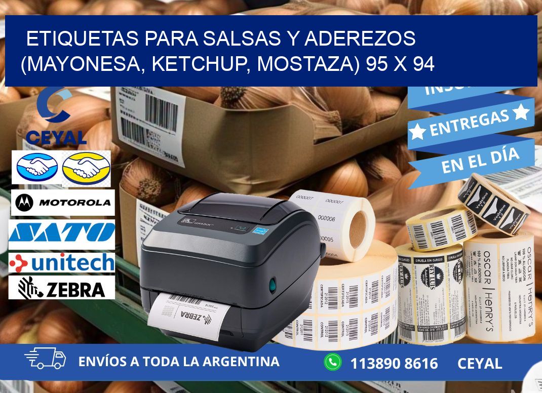 ETIQUETAS PARA SALSAS Y ADEREZOS (MAYONESA, KETCHUP, MOSTAZA) 95 x 94