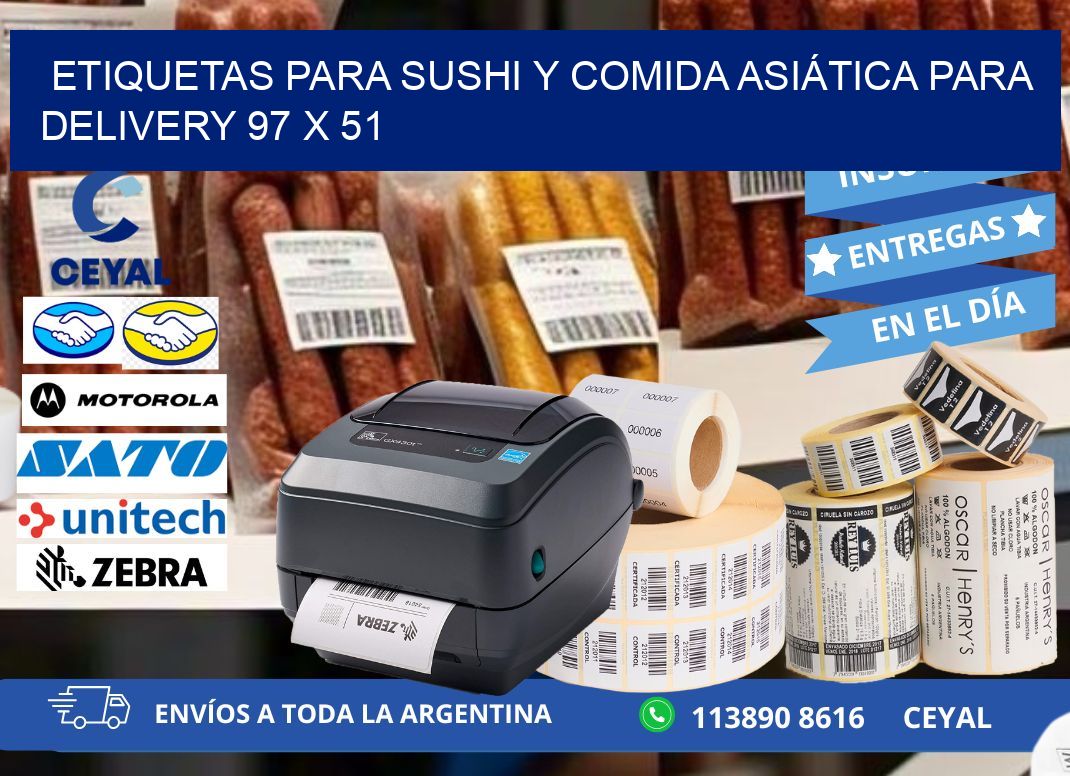 ETIQUETAS PARA SUSHI Y COMIDA ASIÁTICA PARA DELIVERY 97 x 51