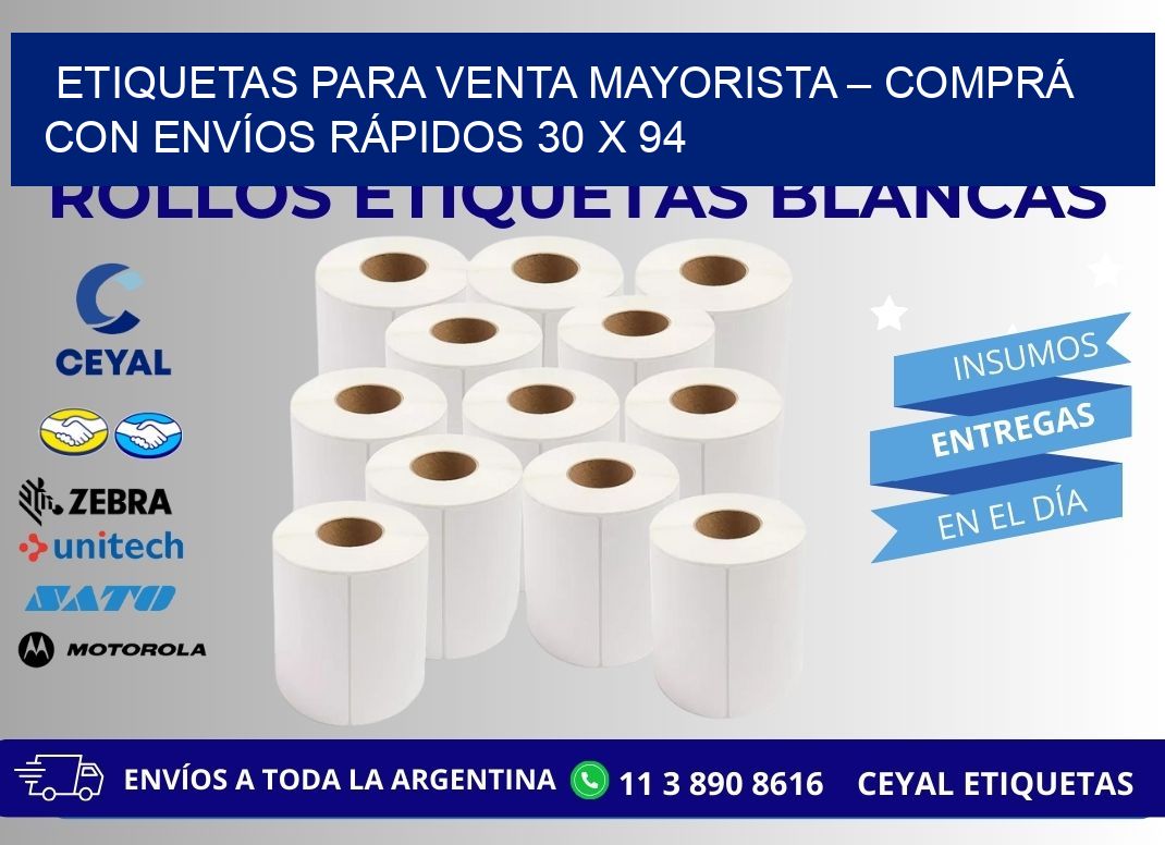 ETIQUETAS PARA VENTA MAYORISTA – COMPRÁ CON ENVÍOS RÁPIDOS 30 x 94