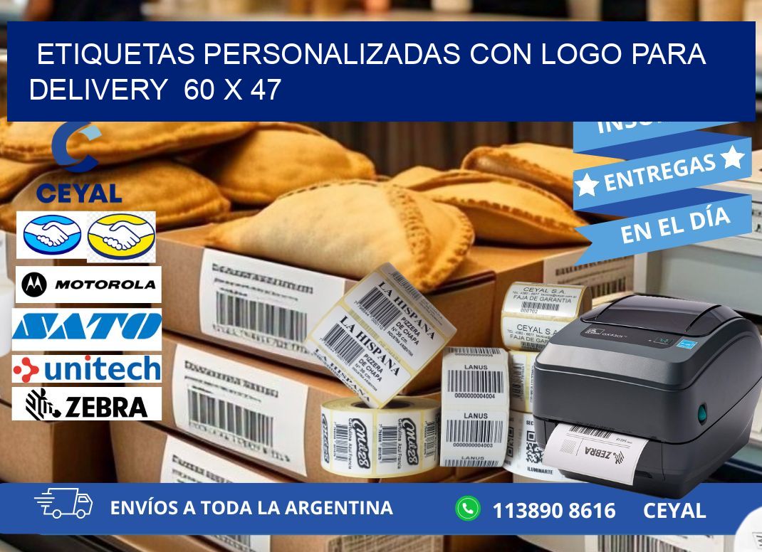 ETIQUETAS PERSONALIZADAS CON LOGO PARA DELIVERY  60 x 47