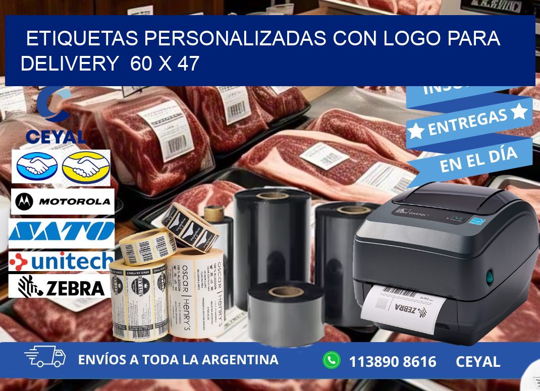 ETIQUETAS PERSONALIZADAS CON LOGO PARA DELIVERY  60 x 47