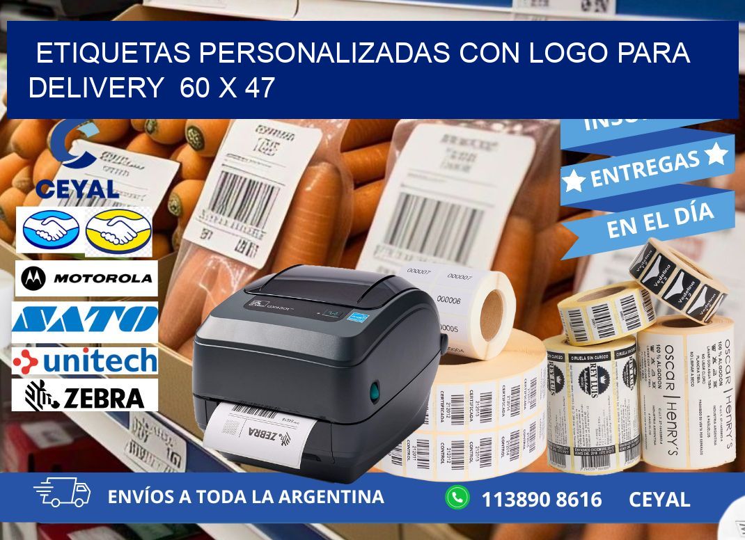 ETIQUETAS PERSONALIZADAS CON LOGO PARA DELIVERY  60 x 47