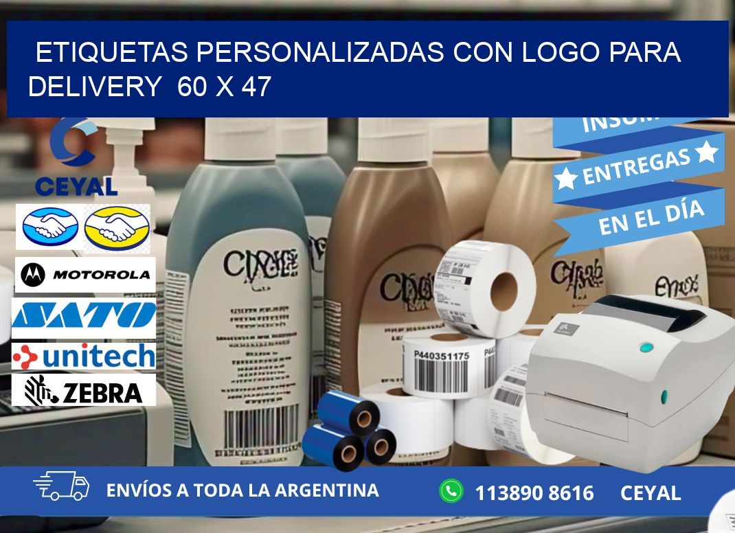 ETIQUETAS PERSONALIZADAS CON LOGO PARA DELIVERY  60 x 47