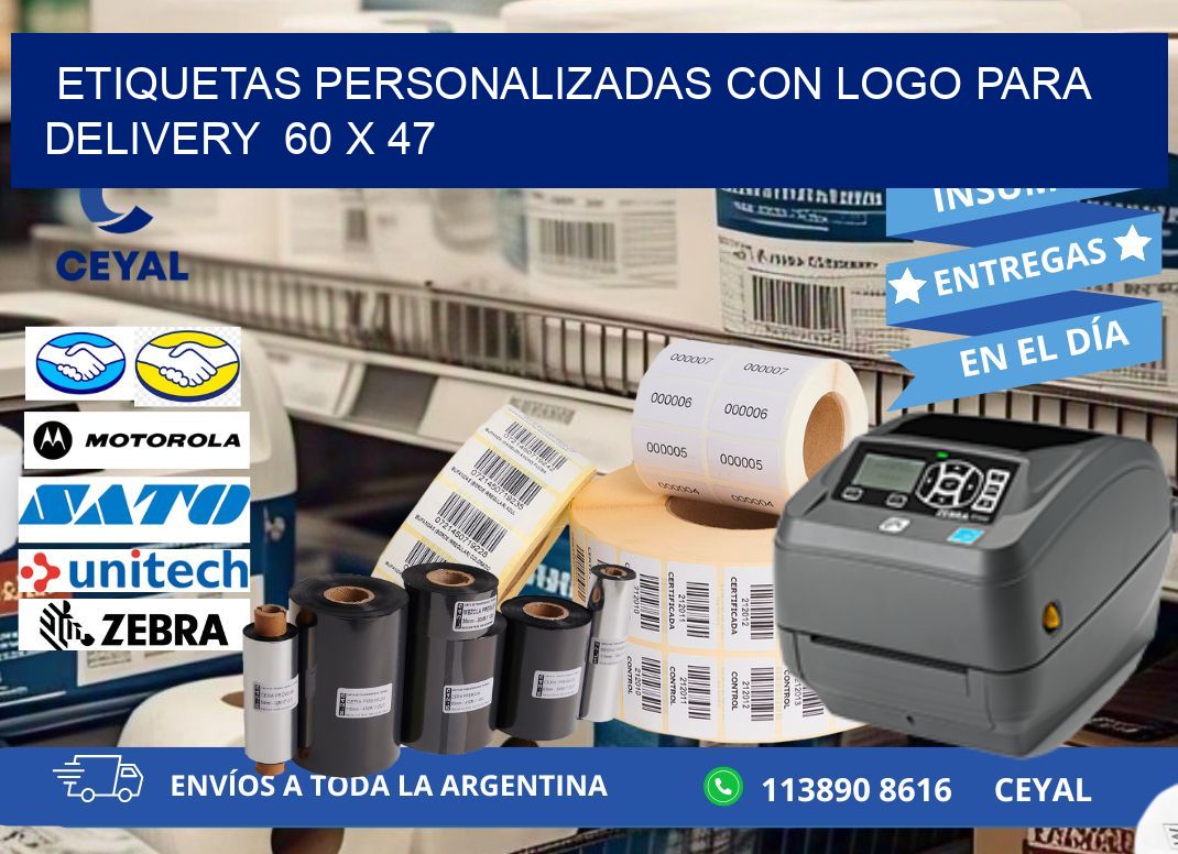 ETIQUETAS PERSONALIZADAS CON LOGO PARA DELIVERY  60 x 47