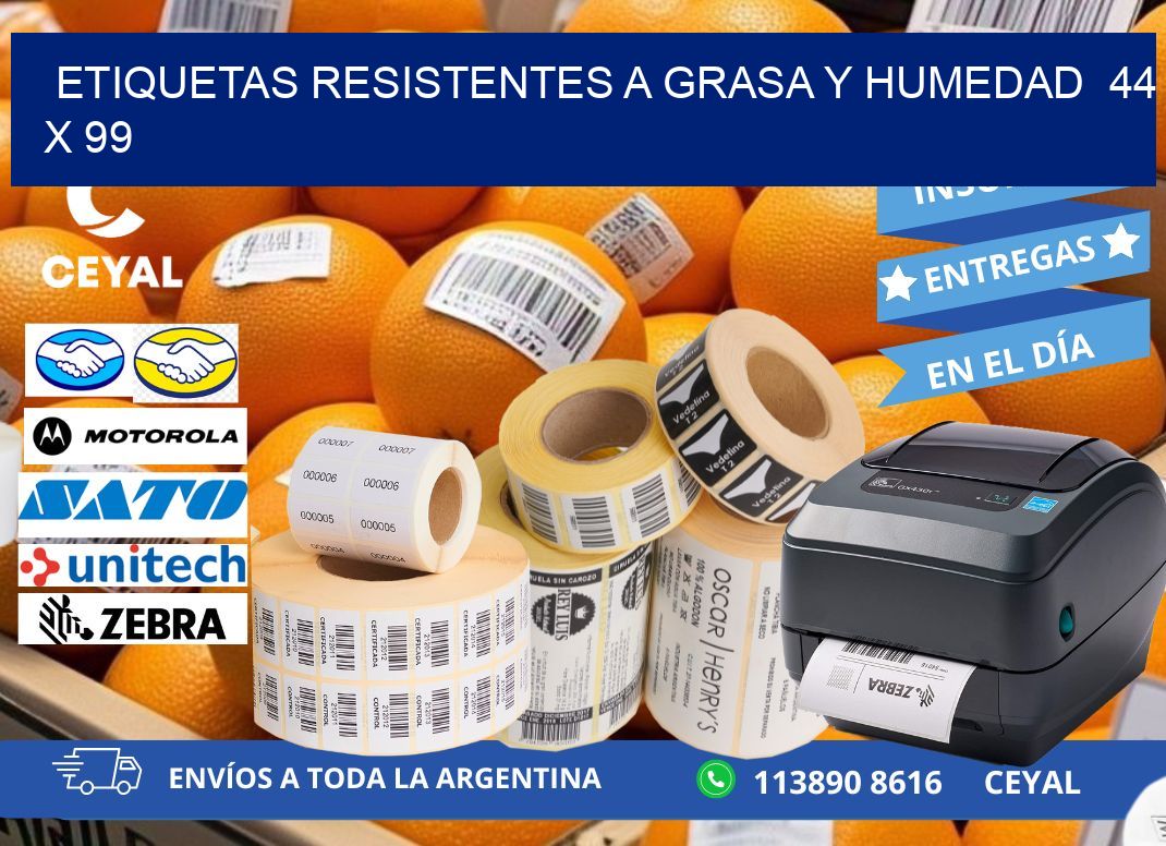 ETIQUETAS RESISTENTES A GRASA Y HUMEDAD  44 x 99