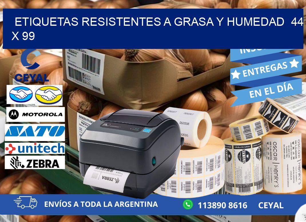 ETIQUETAS RESISTENTES A GRASA Y HUMEDAD  44 x 99