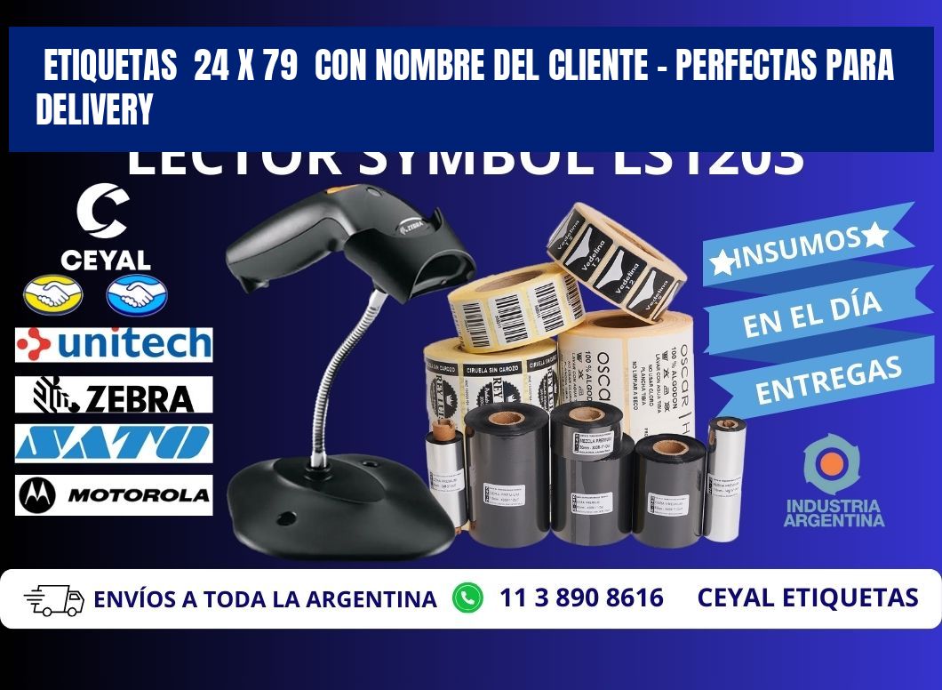 Etiquetas  24 x 79  con Nombre del Cliente – Perfectas para Delivery