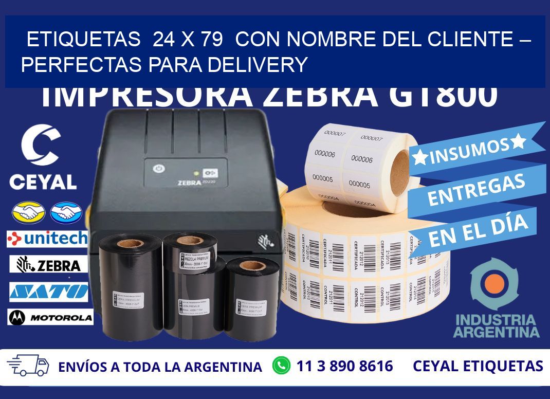 Etiquetas  24 x 79  con Nombre del Cliente – Perfectas para Delivery