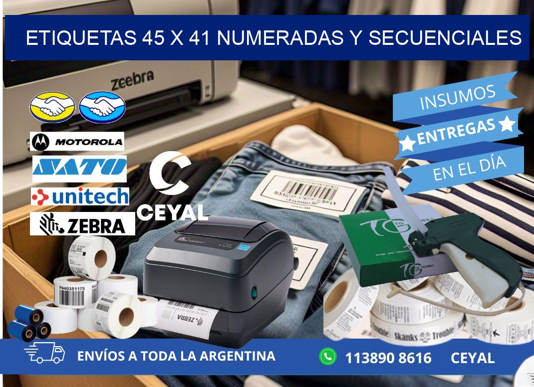 Etiquetas 45 x 41 Numeradas y Secuenciales