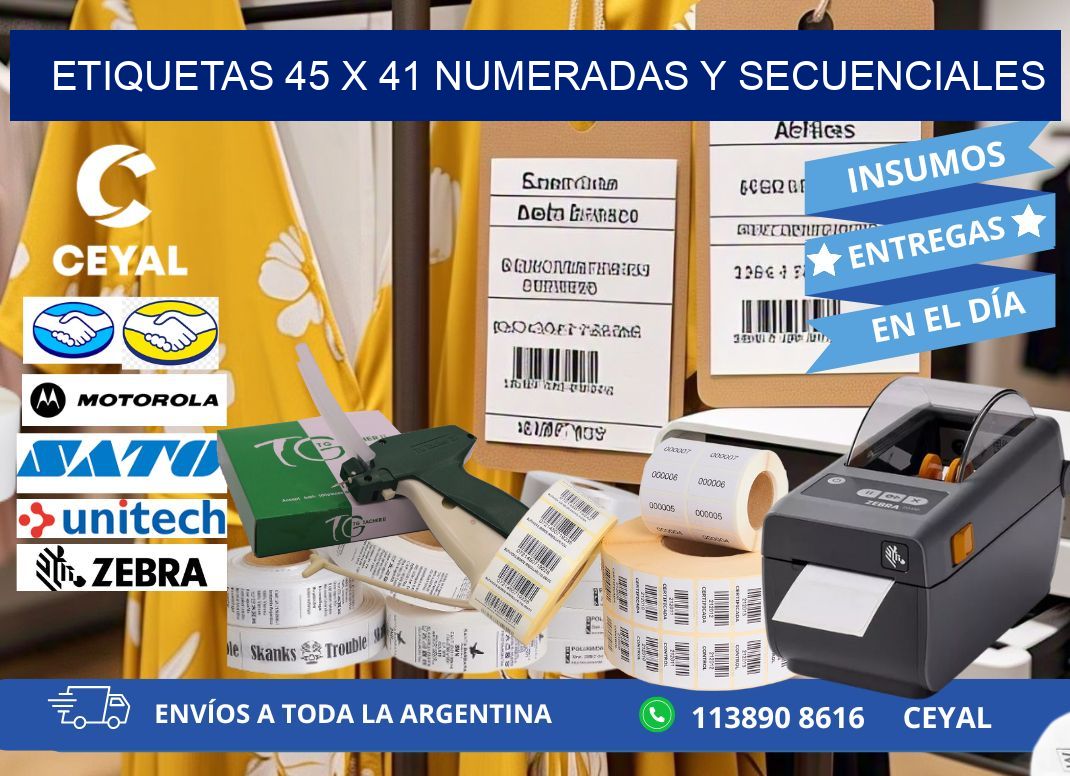 Etiquetas 45 x 41 Numeradas y Secuenciales