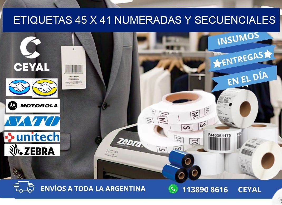 Etiquetas 45 x 41 Numeradas y Secuenciales