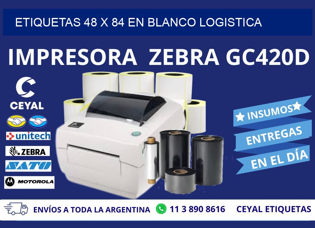 Etiquetas 48 x 84 en blanco logistica