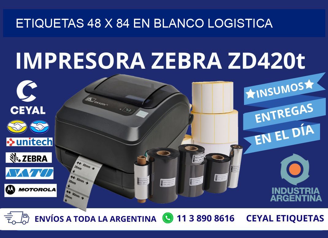 Etiquetas 48 x 84 en blanco logistica