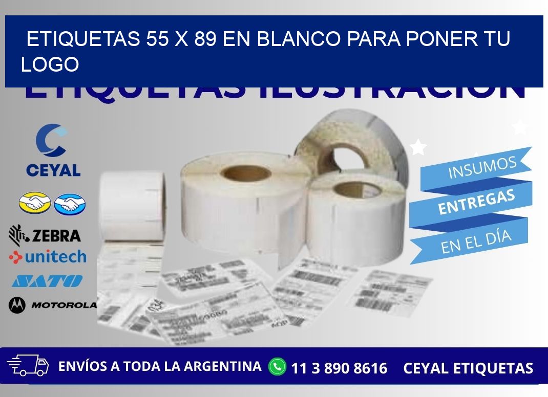 Etiquetas 55 x 89 en blanco para poner tu logo