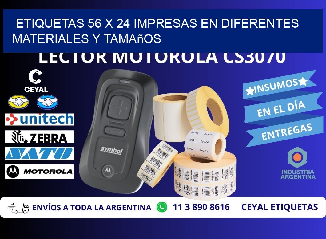 Etiquetas 56 x 24 Impresas en Diferentes Materiales y Tamaños