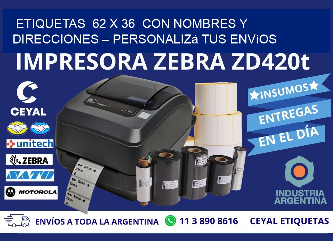 Etiquetas  62 x 36  con Nombres y Direcciones – Personalizá tus Envíos