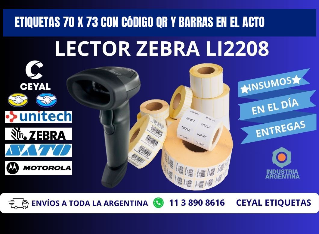 Etiquetas 70 x 73 con Código QR y Barras en el Acto