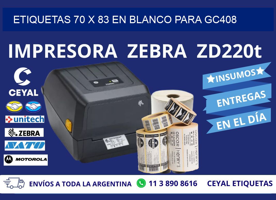 Etiquetas 70 x 83 en blanco para gc408