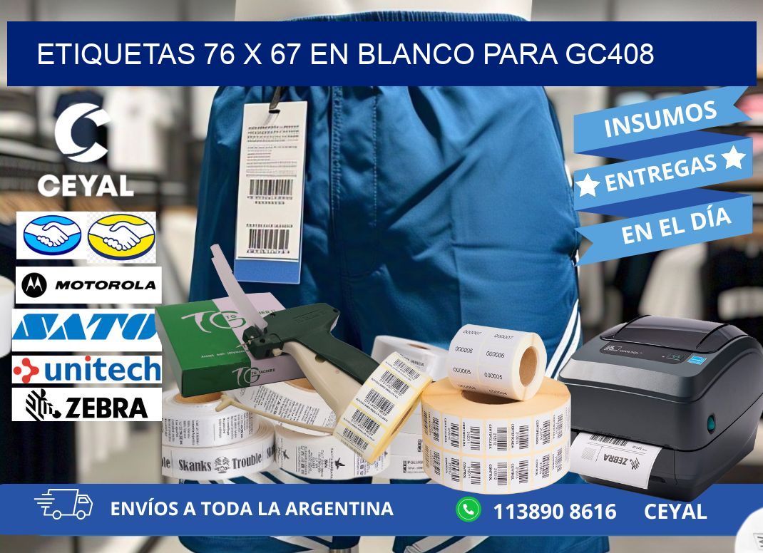 Etiquetas 76 x 67 en blanco para gc408