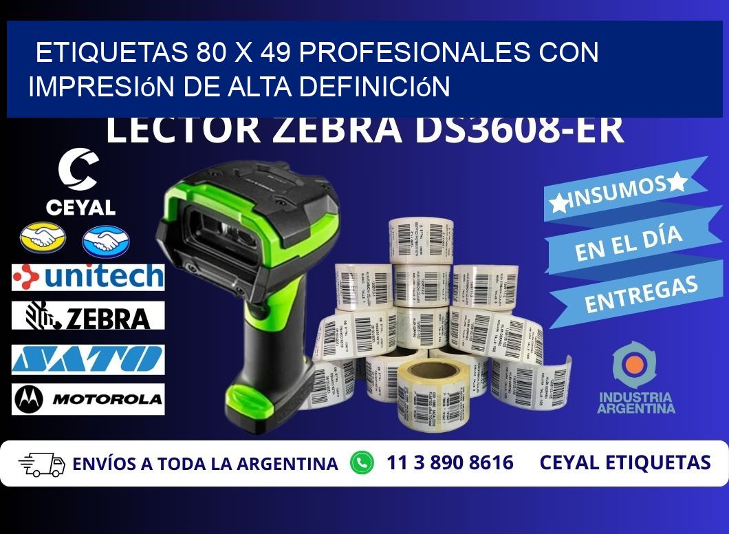 Etiquetas 80 x 49 Profesionales con Impresión de Alta Definición