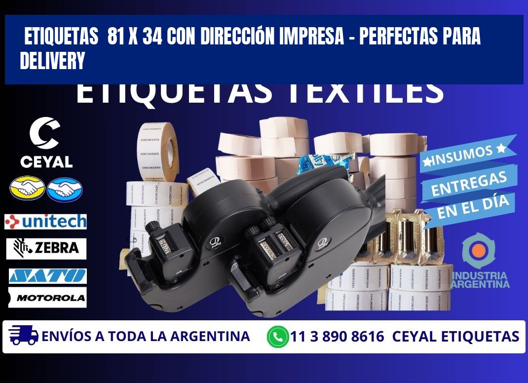 Etiquetas  81 x 34 con Dirección Impresa – Perfectas para Delivery