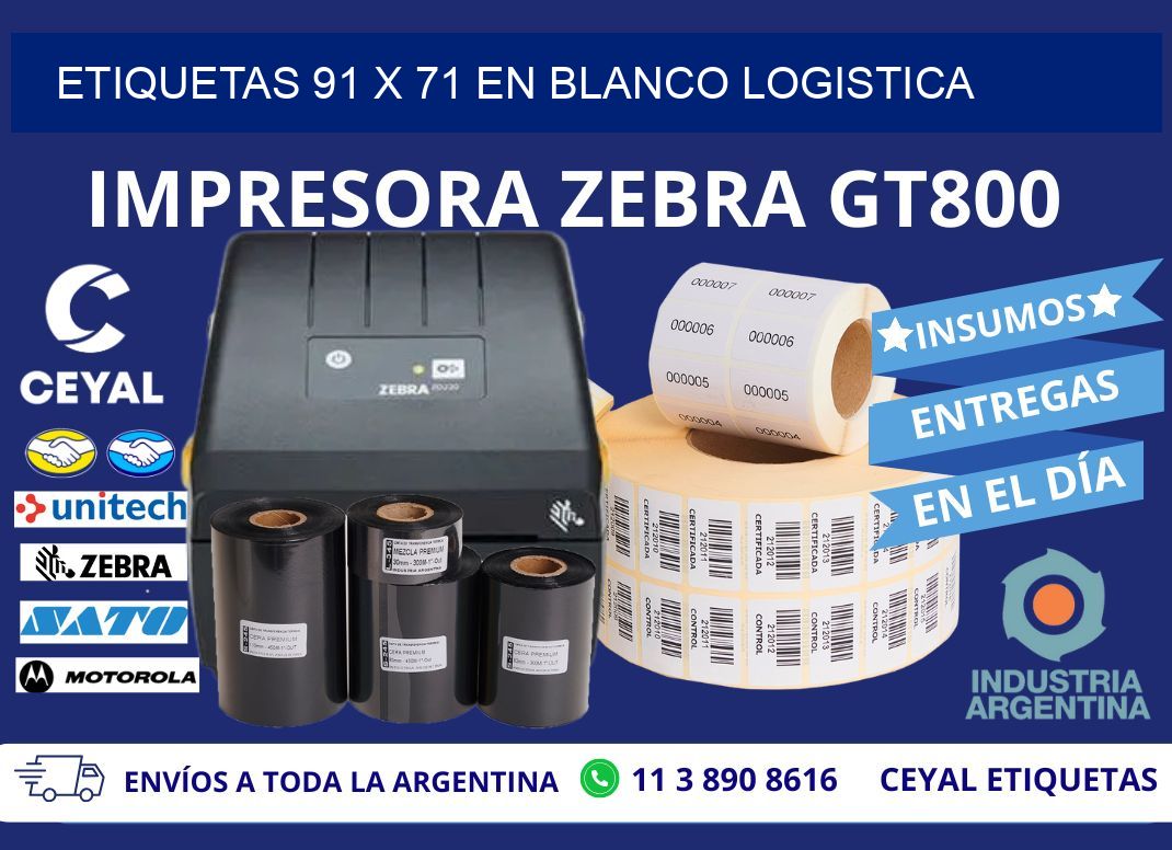 Etiquetas 91 x 71 en blanco logistica