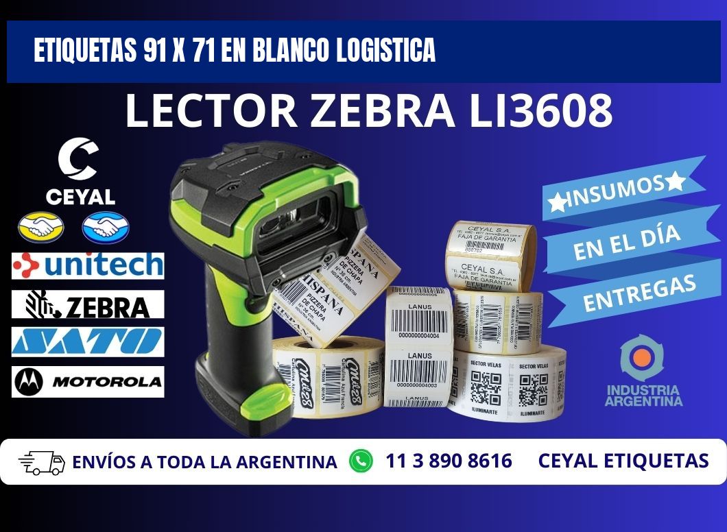 Etiquetas 91 x 71 en blanco logistica