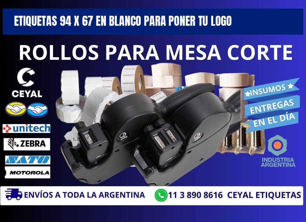 Etiquetas 94 x 67 en blanco para poner tu logo