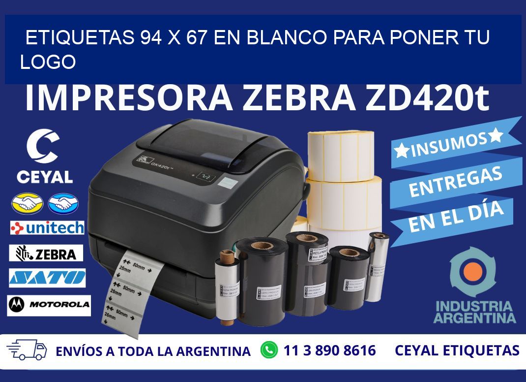 Etiquetas 94 x 67 en blanco para poner tu logo