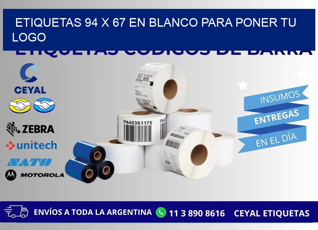 Etiquetas 94 x 67 en blanco para poner tu logo