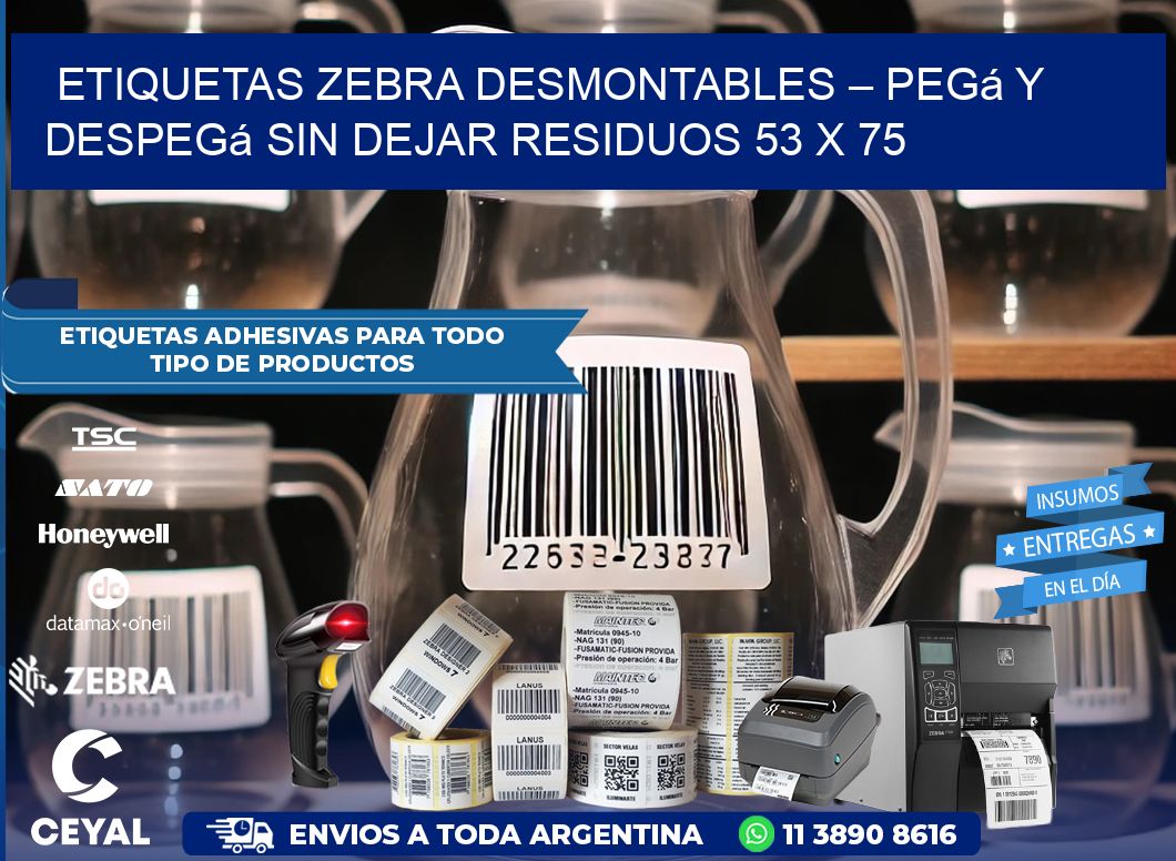 Etiquetas Zebra Desmontables – Pegá y Despegá Sin Dejar Residuos 53 x 75