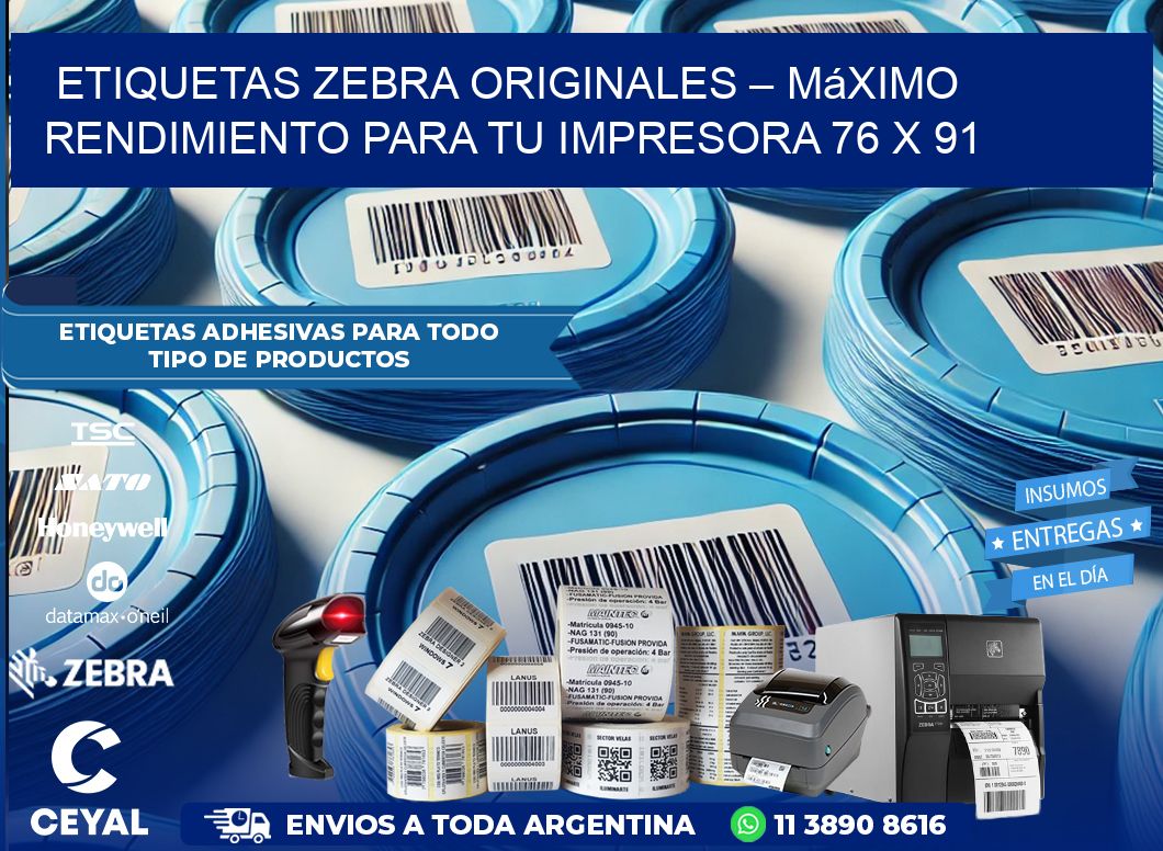 Etiquetas Zebra Originales – Máximo Rendimiento para tu Impresora 76 x 91