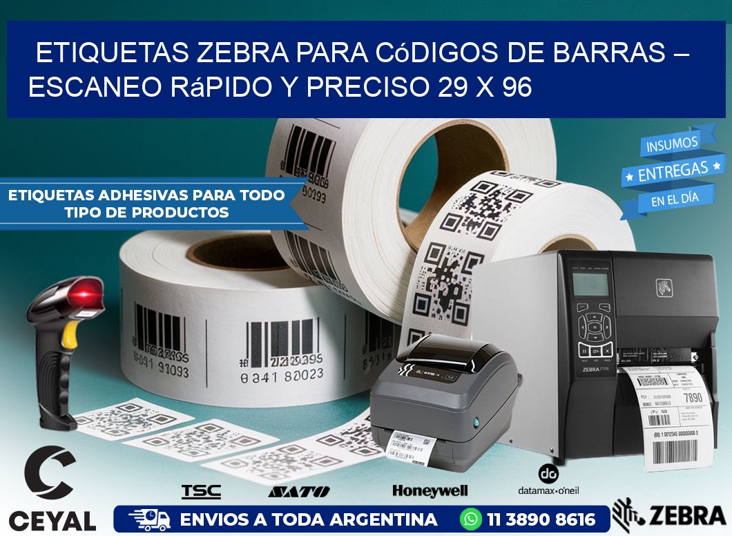 Etiquetas Zebra para Códigos de Barras – Escaneo Rápido y Preciso 29 x 96