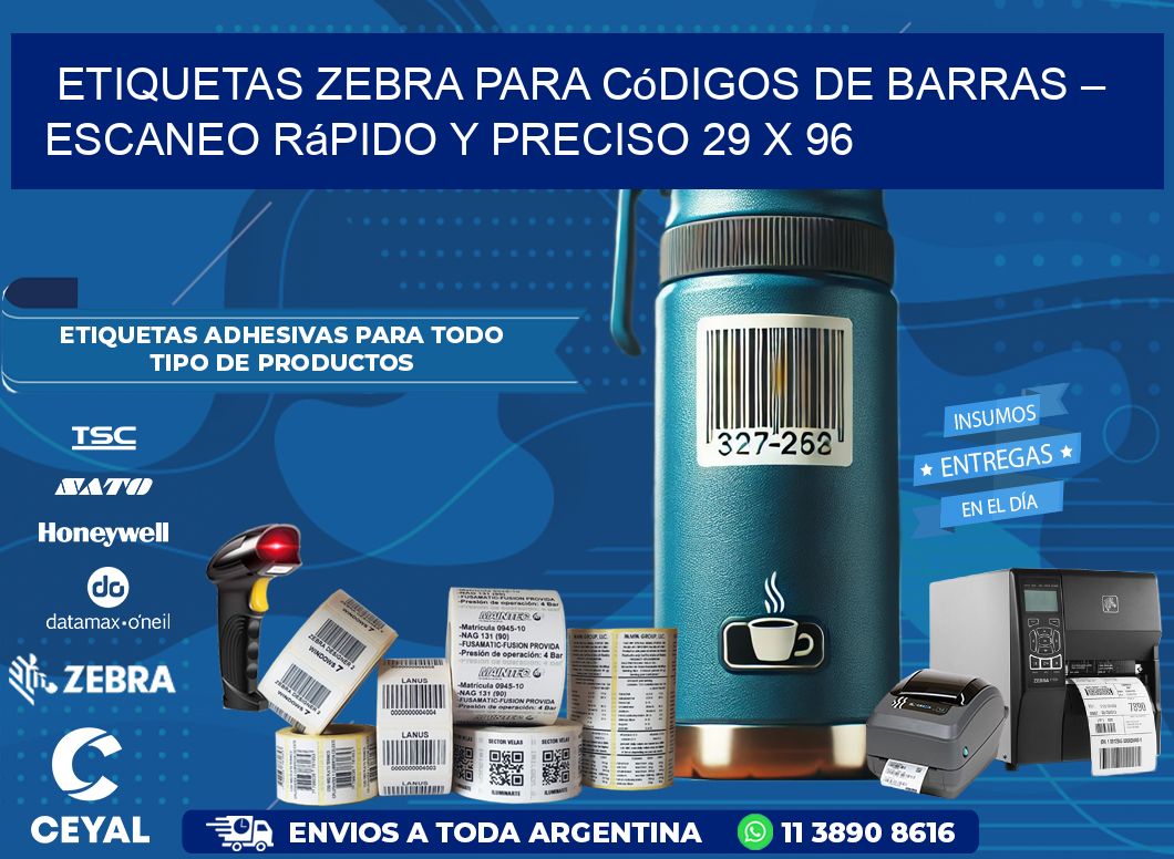 Etiquetas Zebra para Códigos de Barras – Escaneo Rápido y Preciso 29 x 96