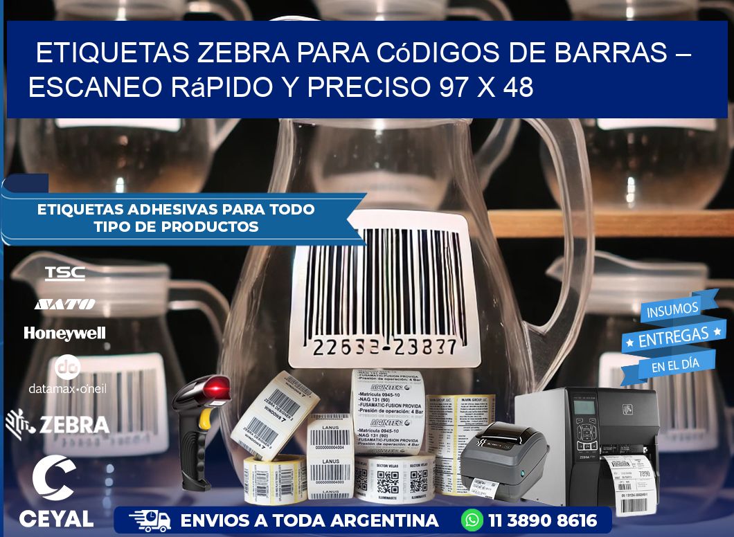 Etiquetas Zebra para Códigos de Barras – Escaneo Rápido y Preciso 97 x 48