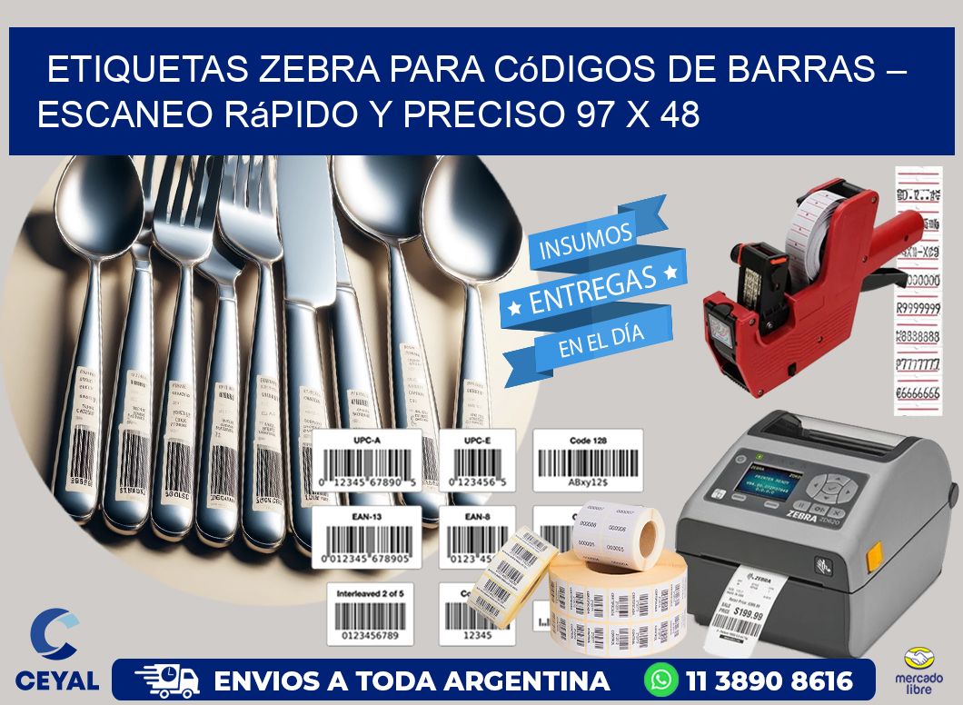 Etiquetas Zebra para Códigos de Barras – Escaneo Rápido y Preciso 97 x 48