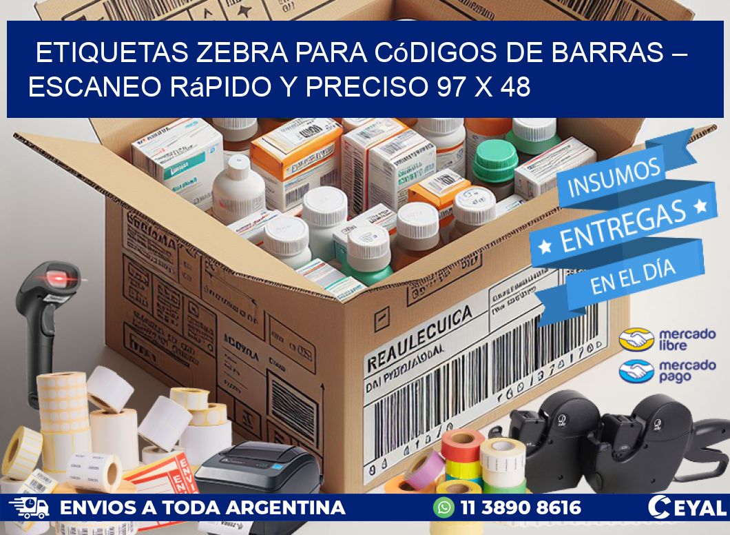 Etiquetas Zebra para Códigos de Barras – Escaneo Rápido y Preciso 97 x 48