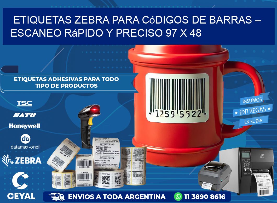 Etiquetas Zebra para Códigos de Barras – Escaneo Rápido y Preciso 97 x 48