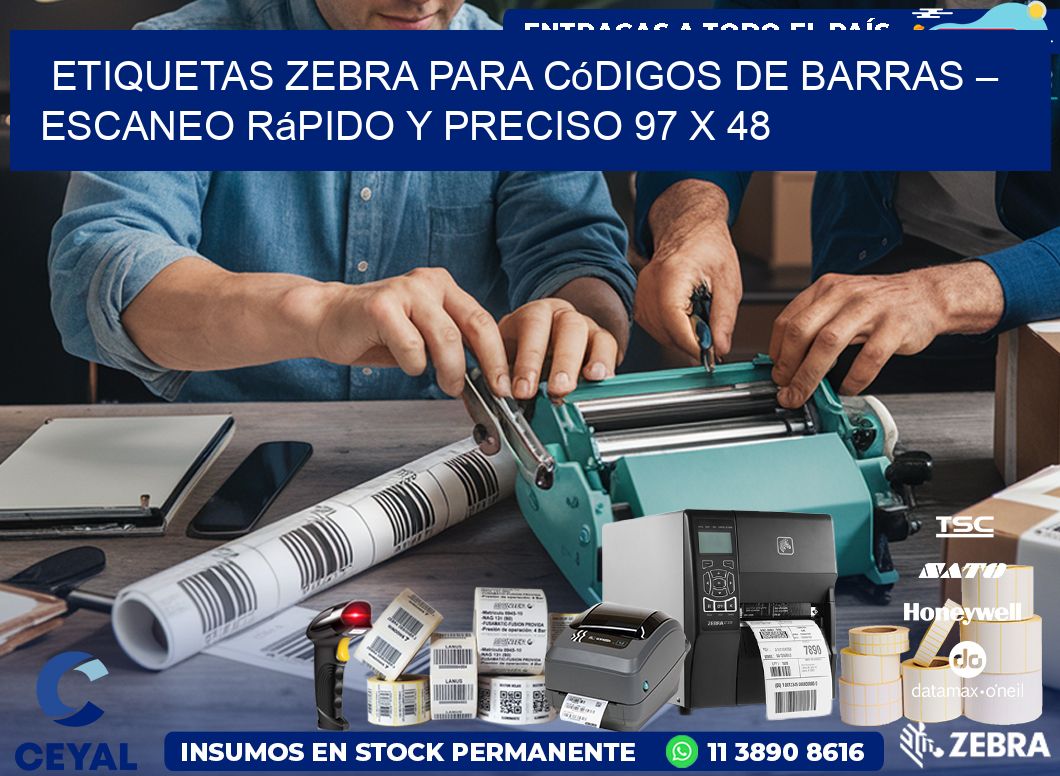 Etiquetas Zebra para Códigos de Barras – Escaneo Rápido y Preciso 97 x 48