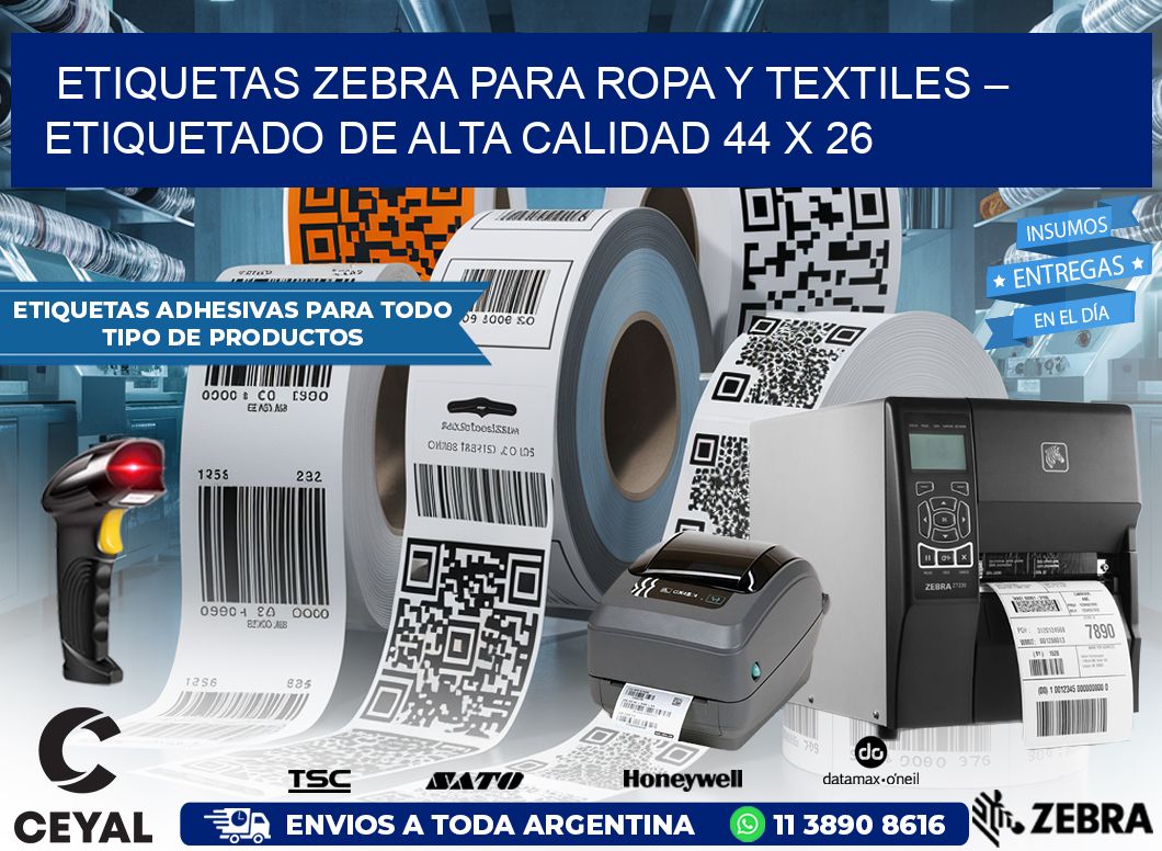 Etiquetas Zebra para Ropa y Textiles – Etiquetado de Alta Calidad 44 x 26