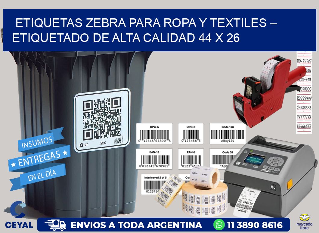 Etiquetas Zebra para Ropa y Textiles – Etiquetado de Alta Calidad 44 x 26