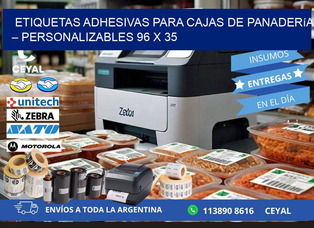 Etiquetas adhesivas para cajas de panadería – Personalizables 96 x 35