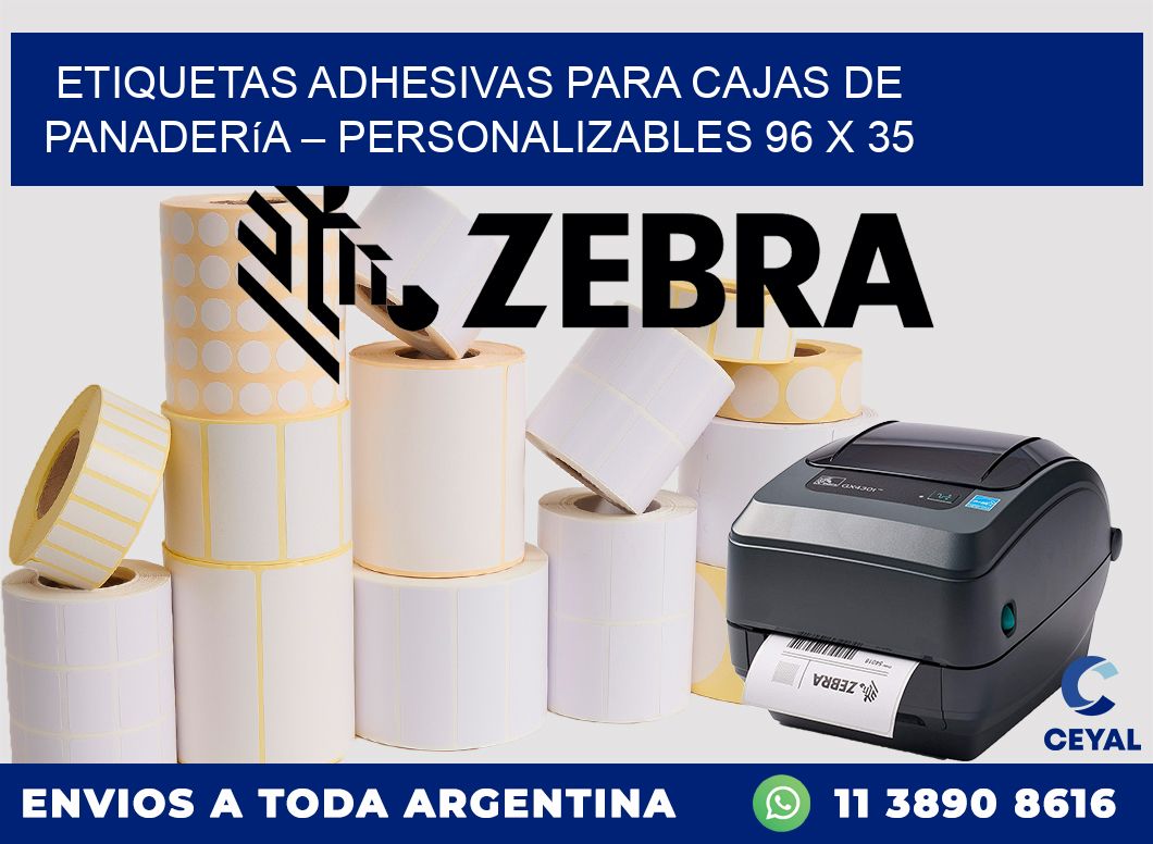 Etiquetas adhesivas para cajas de panadería – Personalizables 96 x 35