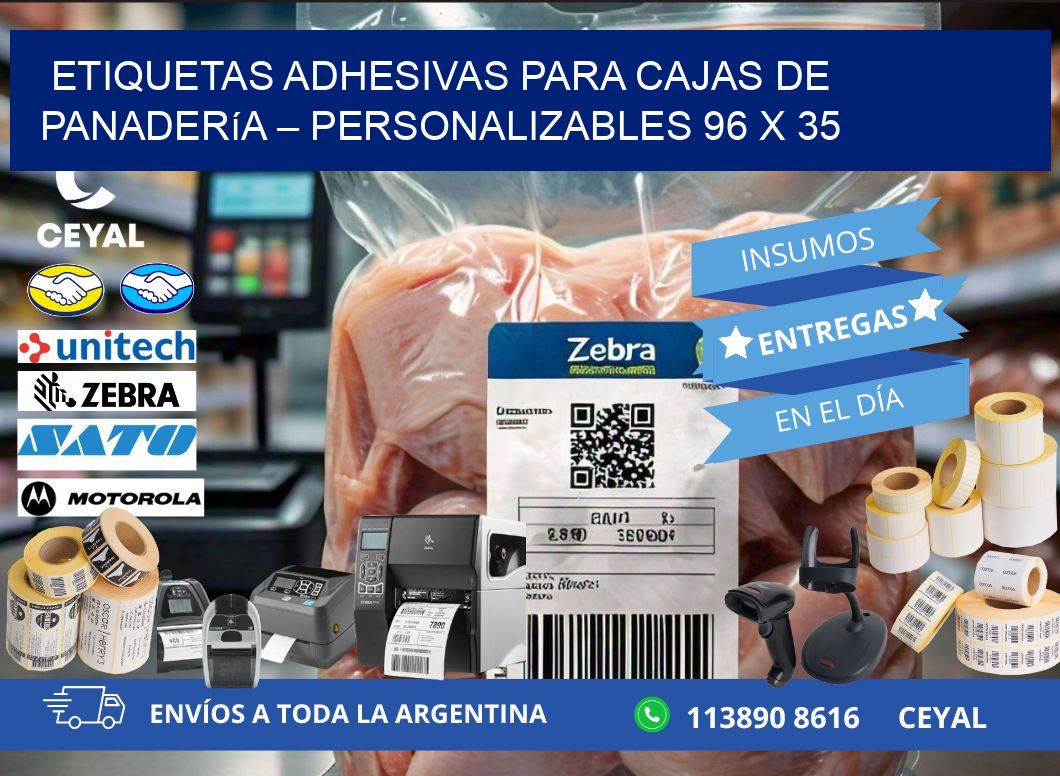 Etiquetas adhesivas para cajas de panadería – Personalizables 96 x 35