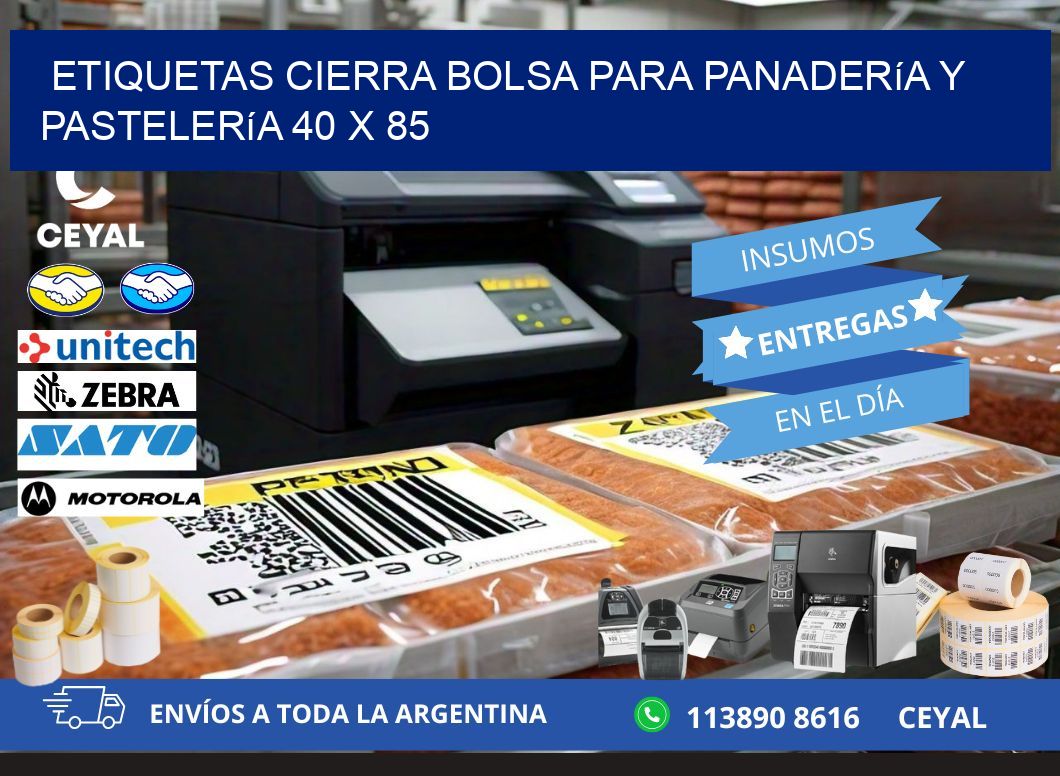 Etiquetas cierra bolsa para panadería y pastelería 40 x 85