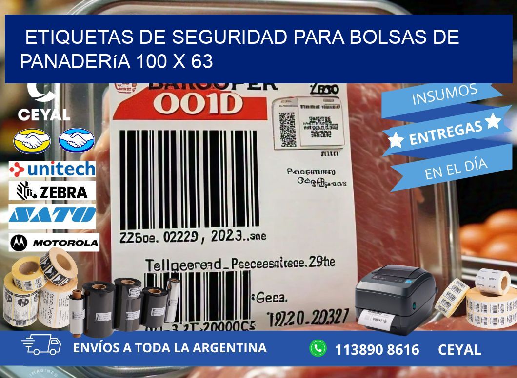 Etiquetas de seguridad para bolsas de panadería 100 x 63