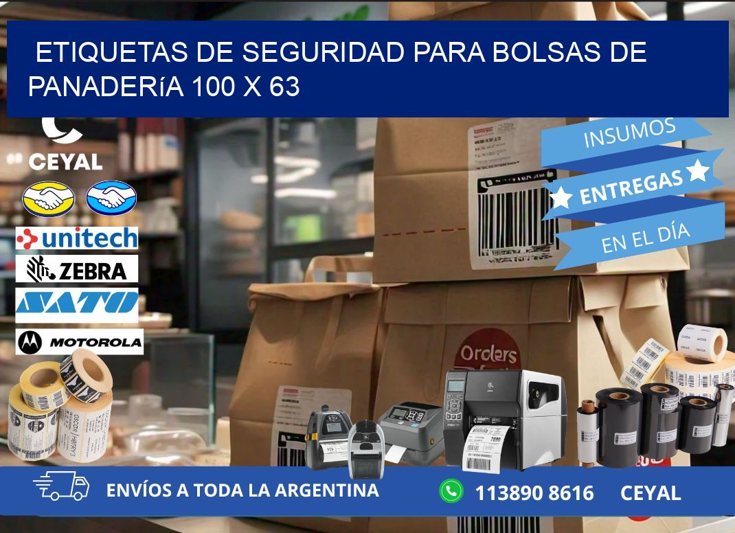 Etiquetas de seguridad para bolsas de panadería 100 x 63