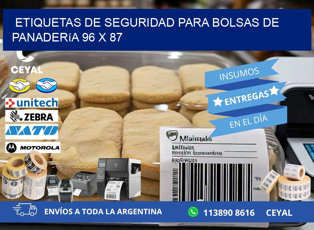 Etiquetas de seguridad para bolsas de panadería 96 x 87