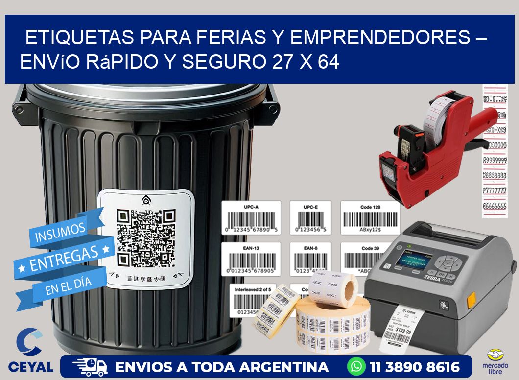 Etiquetas para Ferias y Emprendedores – Envío Rápido y Seguro 27 x 64